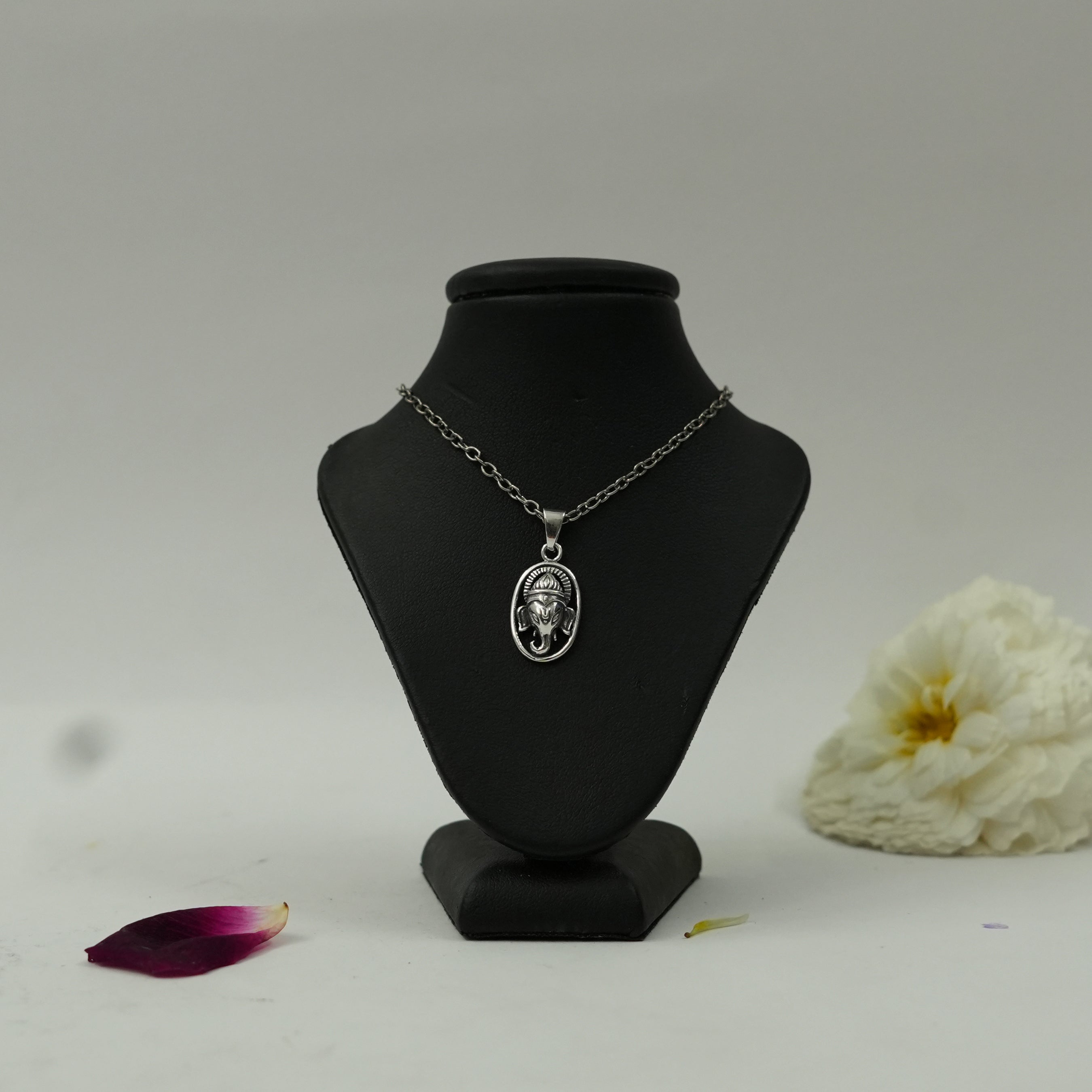 Silver Plated Brass Lord Ganesesha Face Pendant | Ganpati Mukha Locket for Protection & Success | Pendant Only