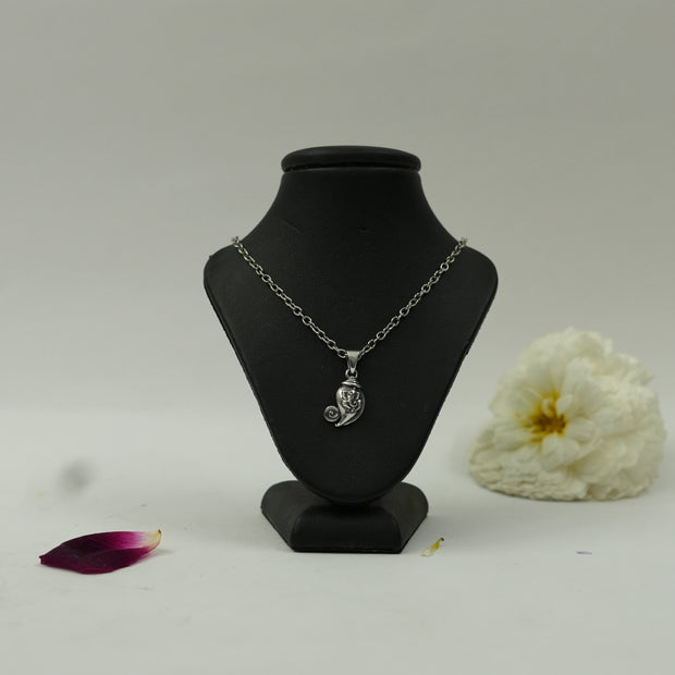 Silver Plated Brass Lord Ganesha Om Artistic Pendant | Spiritual Ganpati Locket | Pendant Only