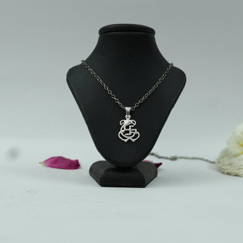 Shree Ganesh Swastik Pendant with Silver Finish | Ganesh Ji Spiritual Blessings Pendant
