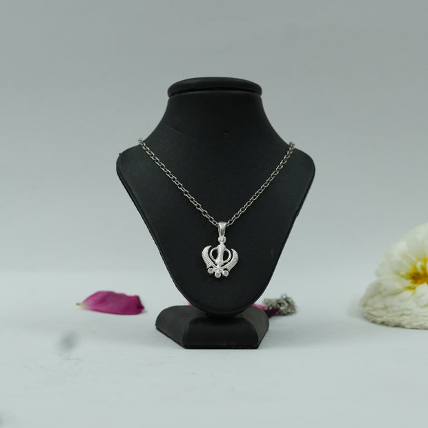 Silver Plated Brass Khanda Pendant | Sikh Religious Khanda Symbol Locket | Pendant Only