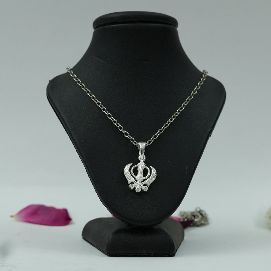 Silver Plated Brass Khanda Pendant | Khanda Symbol Locket | Pendant Only