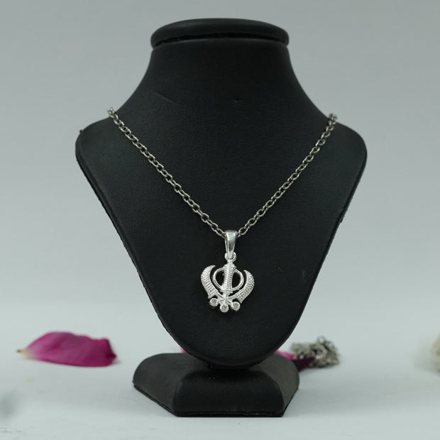 Silver Plated Brass Khanda Pendant | Sikh Religious Khanda Symbol Locket | Pendant Only