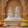 Brass Lakshmi Ganesh Idol in Silver Finish – Auspicious Home Décor & Gifting