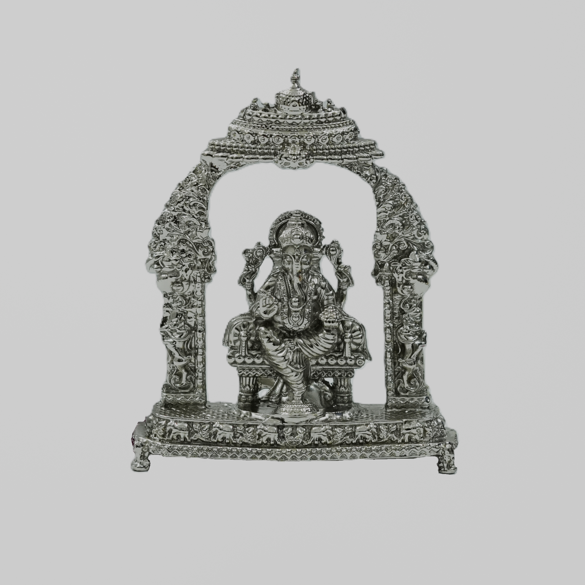Divine Lord Ganesha Idol with Ornate Arch – Handcrafted Vighnaharta Murti for Pooja & Gifting