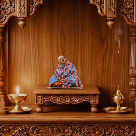 Neem Karoli Baba with Blanket Hand-Painted Idol | Guru Ji Murti