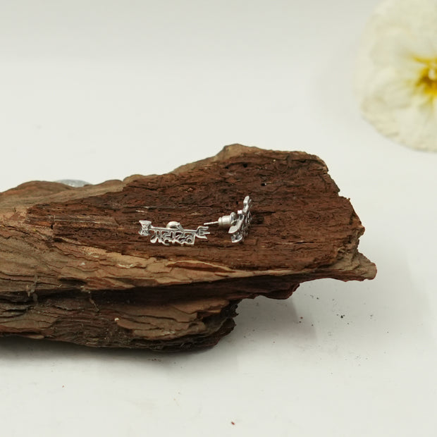 Mahadev Script Earrings with Silver Finish | Spiritual Shiva Devotional Jewelry