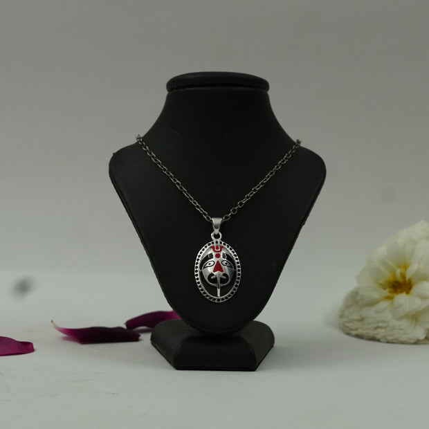 Sacred Hanuman Divine Protection Brass Pendant with Silver Finish