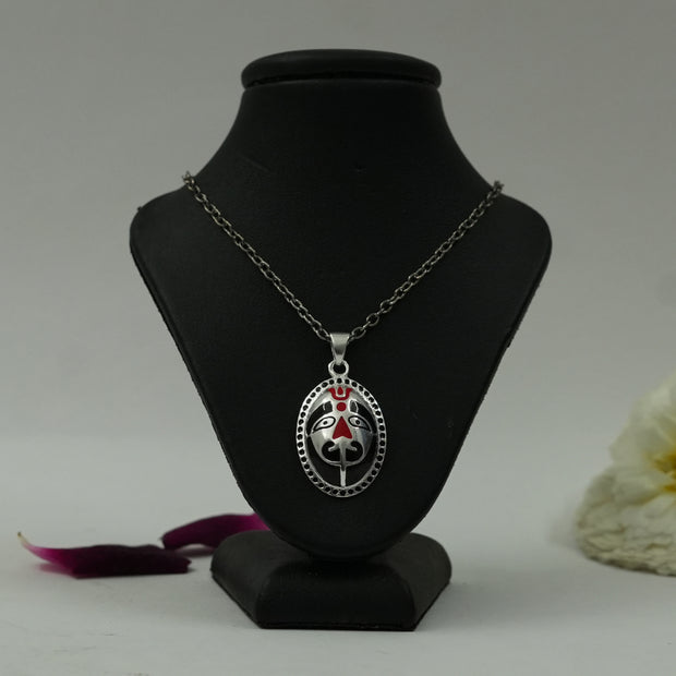 Sacred Hanuman Divine Protection Brass Pendant with Silver Finish