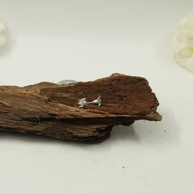 Swastik Stud Earrings | Auspicious Hindu Symbol Silver Earrings | Spiritual Unisex Jewellery