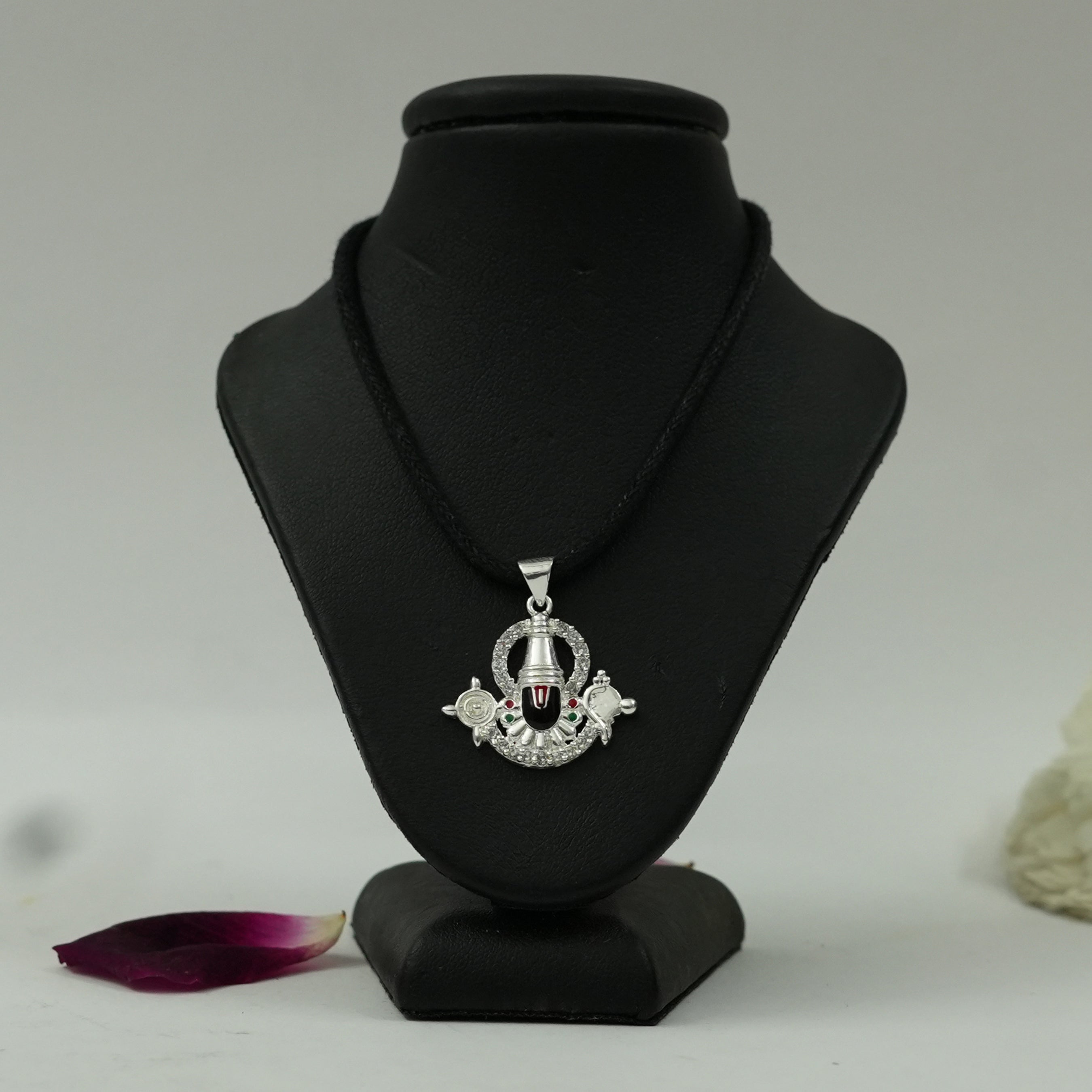 Sacred Balaji Shankh Chakra Divine Blessings Brass Pendant with Silver Finish