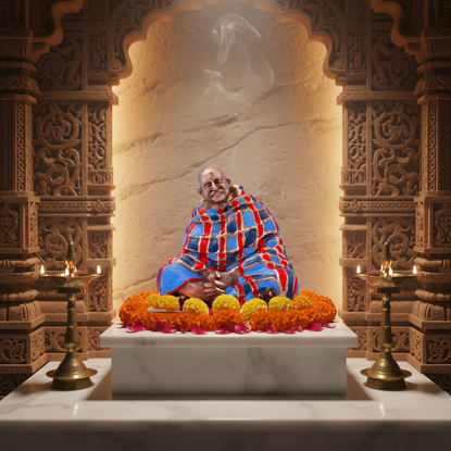 Neem Karoli Baba Energized Hand-Painted Brass Idol | Multicolor Guru Ji Murti