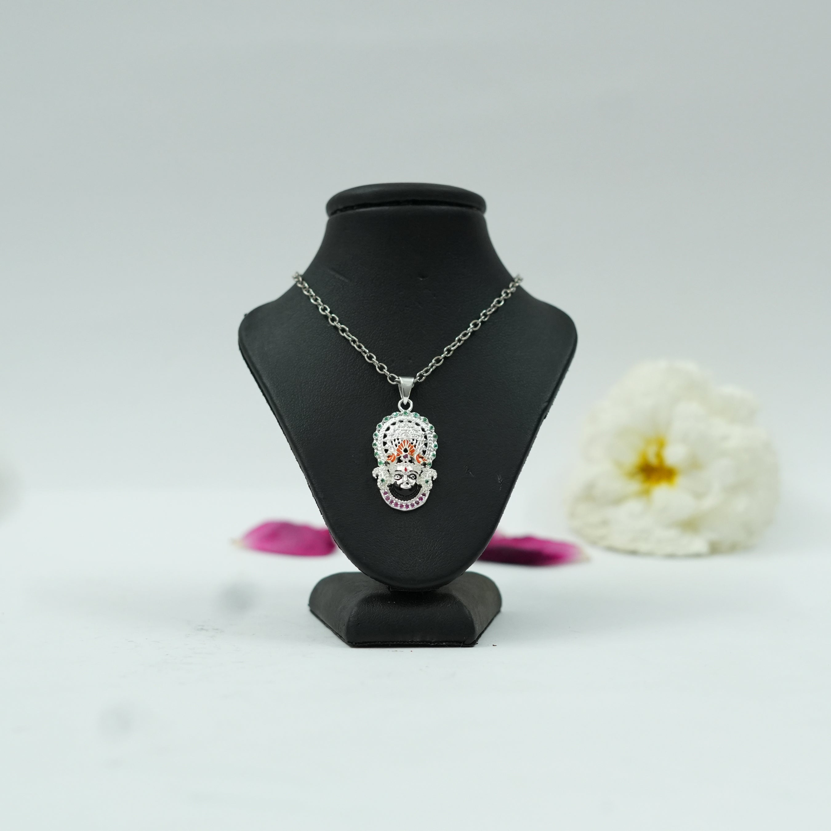 Khatu Shyam Baba Pendant with Silver Finish | Shyam Baba Spiritual Blessings Pendant