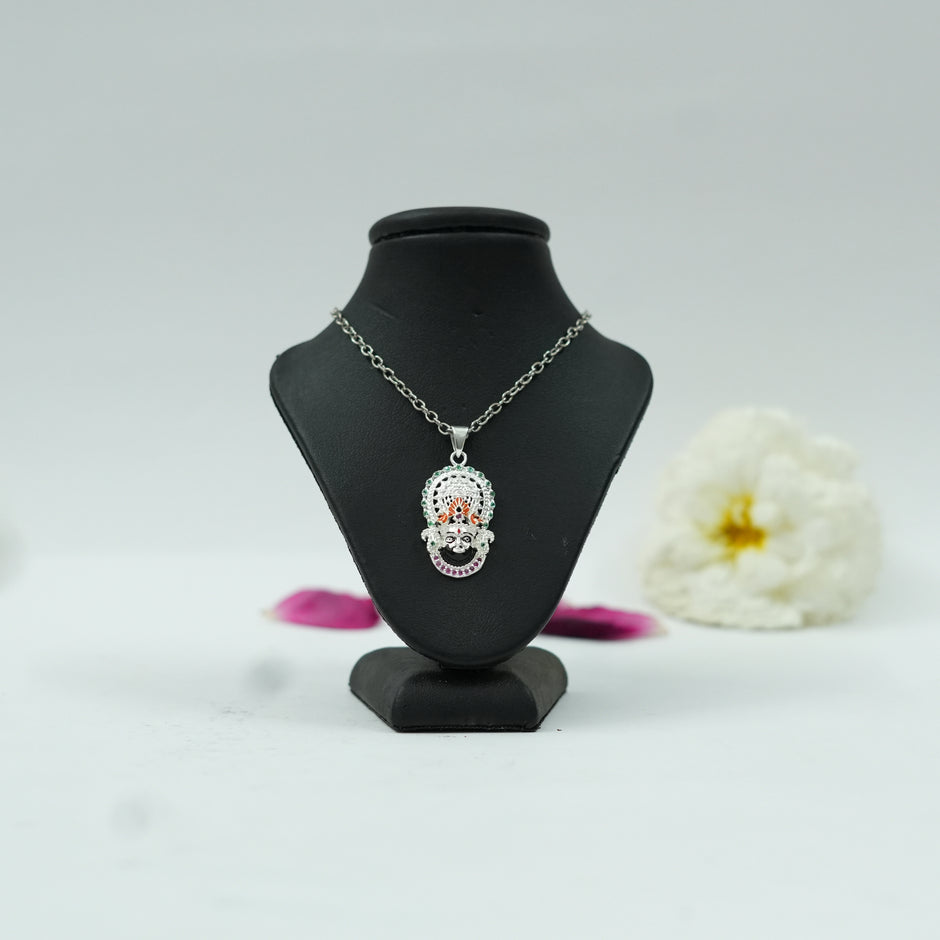 Khatu Shyam Baba Pendant with Silver Finish | Shyam Baba Spiritual Blessings Pendant