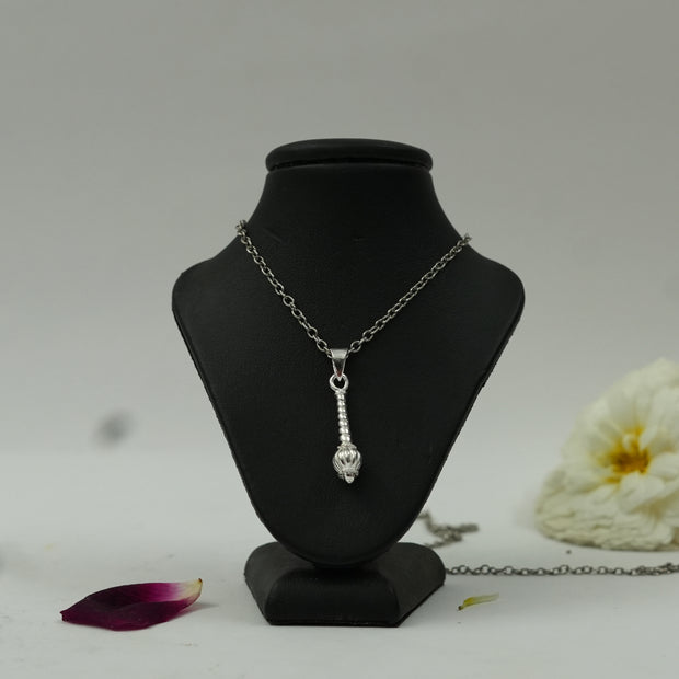 Silver Plated Brass Gada Pendant | Hanuman Ji Mace Locket | Religious Pendant Only
