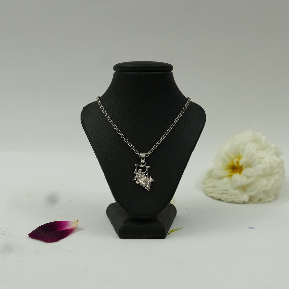 Divine Jhula Krishna Pendant in Brass with Silver Finish – Spiritual Pendant Only
