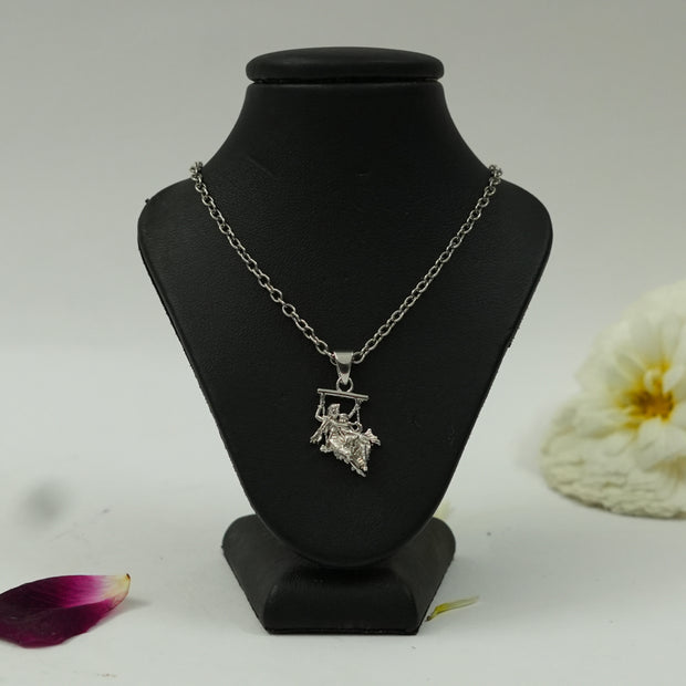 Divine Jhula Krishna Pendant in Brass with Silver Finish – Spiritual Pendant Only