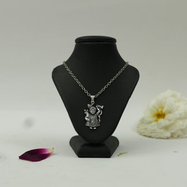 Silver Plated Brass Shreenath Ji Pendant | Lord Krishna Shreenathji Locket | Pendant Only