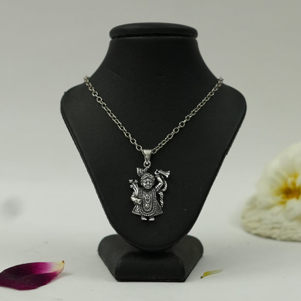 Silver Plated Brass Shreenath Ji Pendant | Lord Krishna Shreenathji Locket | Pendant Only