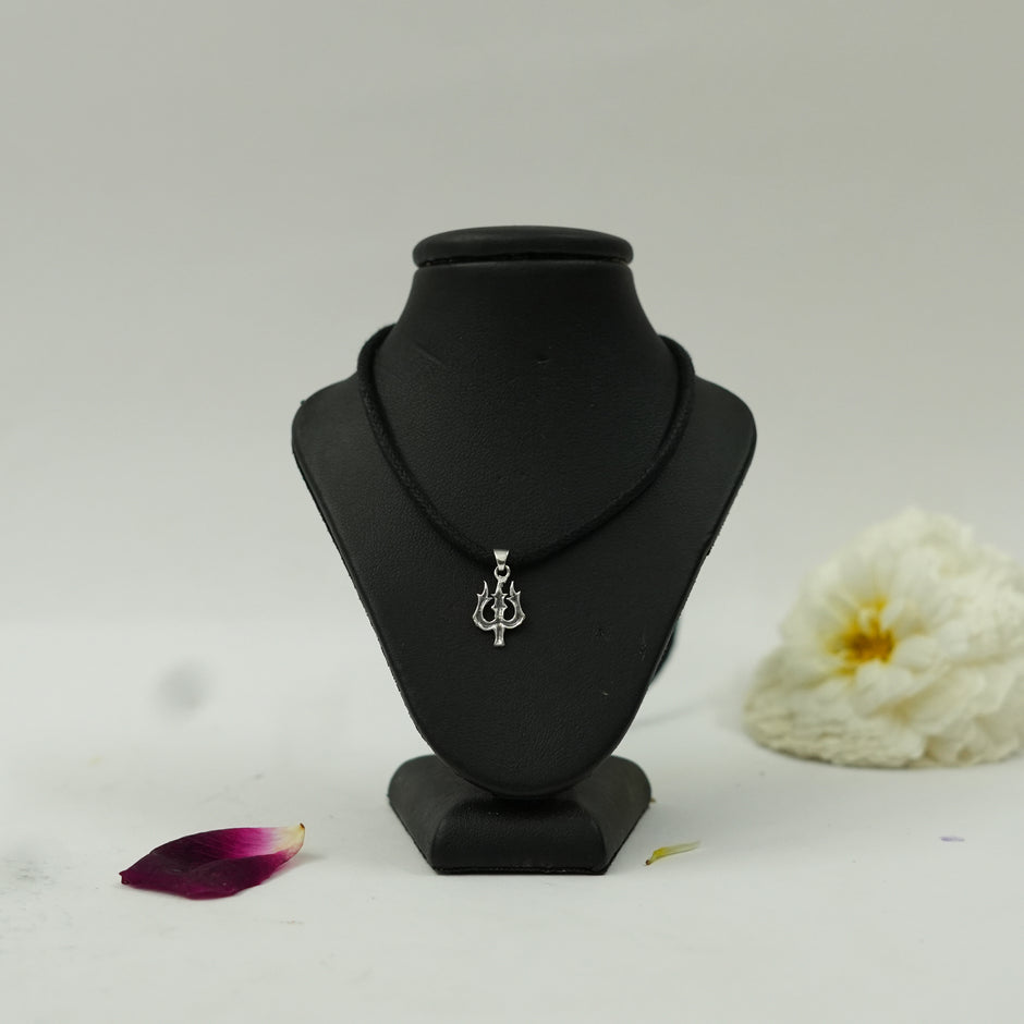 Sacred Trishul Pendant in Brass with Silver Finish – Divine Shiva Symbol (Pendant Only)