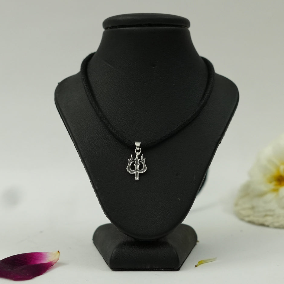 Sacred Trishul Pendant in Brass with Silver Finish – Divine Shiva Symbol (Pendant Only)