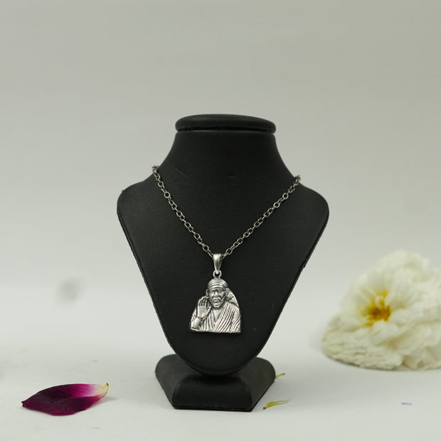 Shirdi Sai Baba Blessing Pendant in Brass with Silver Finish (Pendant Only)