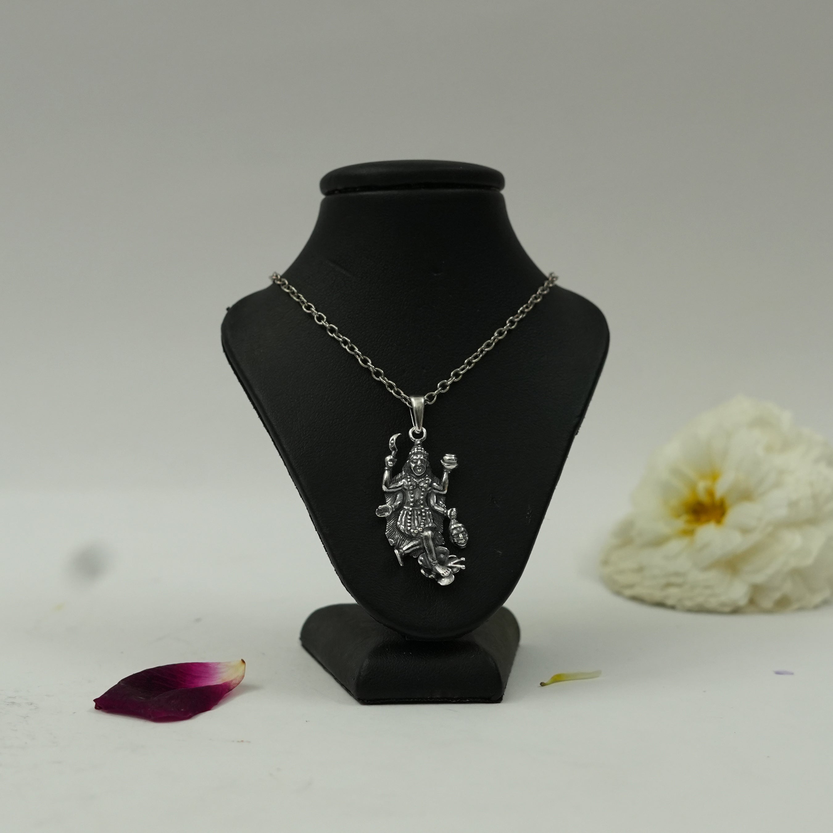 Maa Kali Brass Pendant with Silver Finish – Divine Protection Locket (Pendant Only)