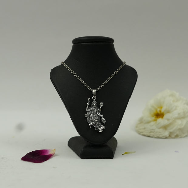 Maa Kali Brass Pendant with Silver Finish – Divine Protection Locket (Pendant Only)