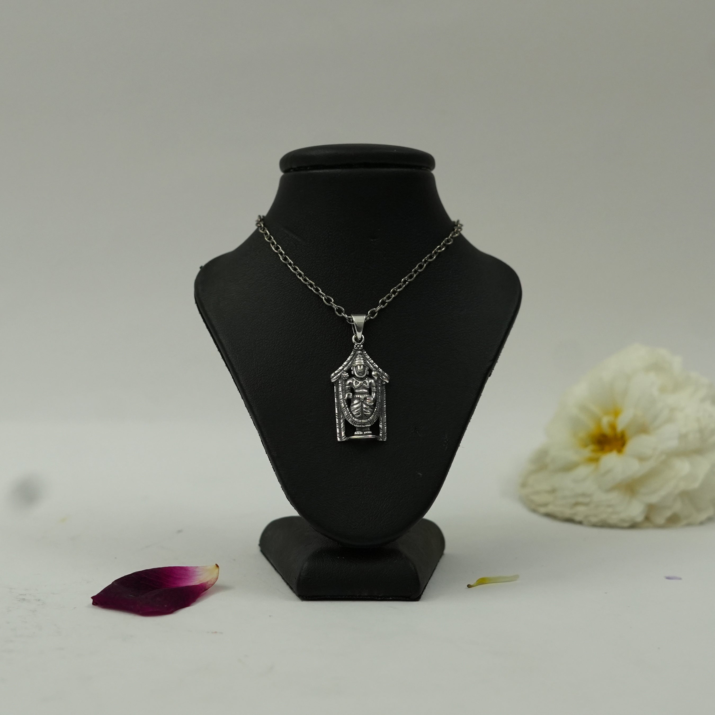 Lord Venkateswara (Balaji) Brass Pendant with Silver Finish – Temple Design Locket (Pendant Only)