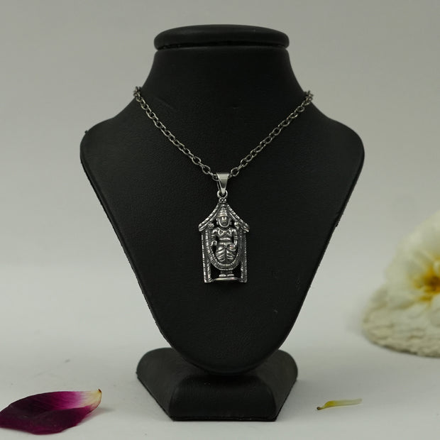 Lord Venkateswara (Balaji) Brass Pendant with Silver Finish – Temple Design Locket (Pendant Only)