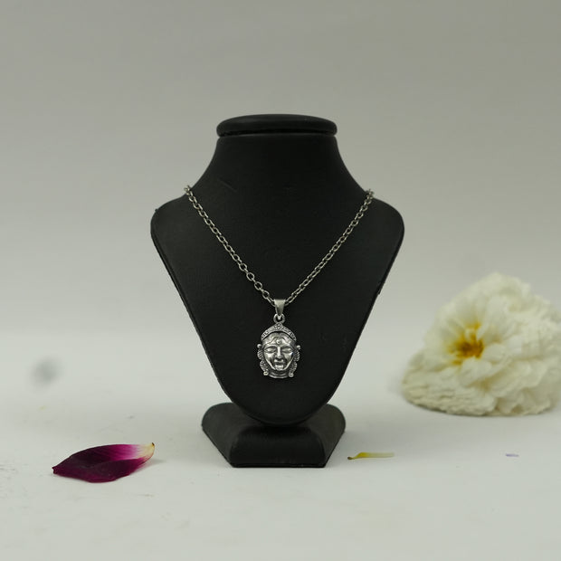 Maa Kali Face Brass Pendant with Silver Finish – Divine Protection Locket (Pendant Only)