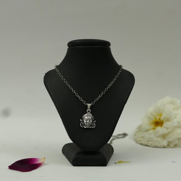 Maa Kali Face Brass Pendant with Silver Finish – Divine Protection Locket (Pendant Only)