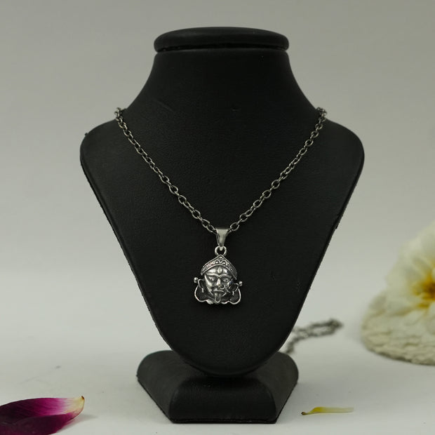 Maa Kali Face Brass Pendant with Silver Finish – Divine Protection Locket (Pendant Only)