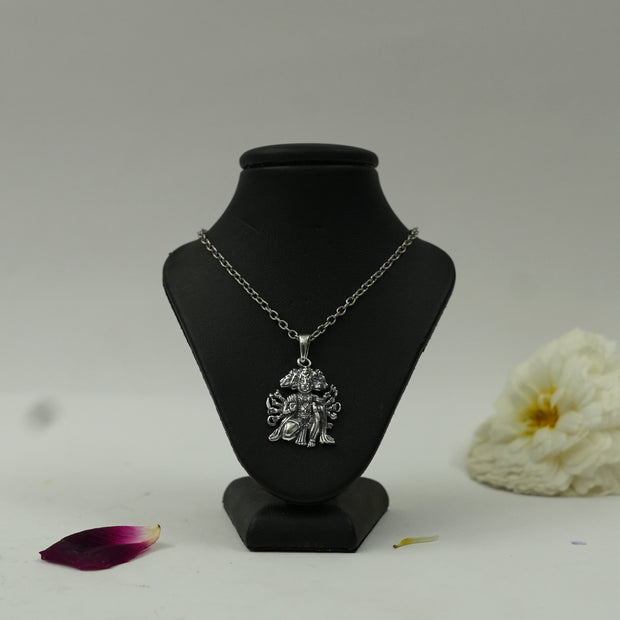 Panchmukhi Hanuman Brass Pendant with Silver Finish – Divine Protection Locket (Pendant Only)