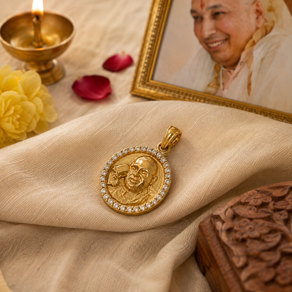 Shukrana Guru Ji Bade Mandir Pendant – Brass with Gold Finish