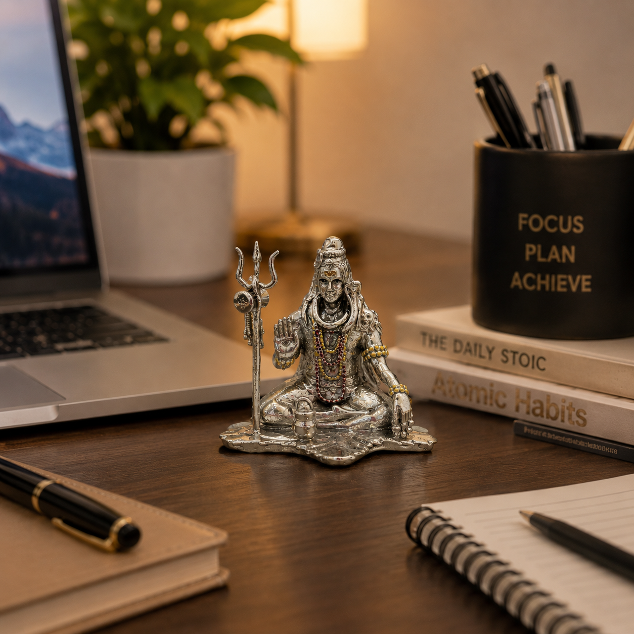 Lord Shiva Idol | Premium Brass Shiv Murti with Silver Finish | Mahadev Statue for Home Temple