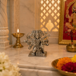 Premium Brass Panchmukhi Hanuman Idol with Silver Finish for home temple, office desk, living room temple, car dashboard, Hanuman Jayanti, spiritual décor, and devotional gifting