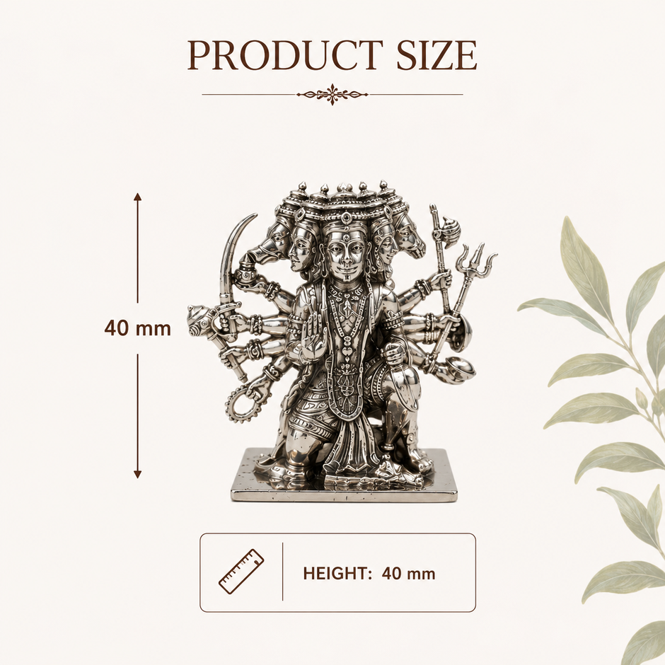 Panchmukhi Hanuman Idol | Premium Brass Murti with Silver Finish | Five-Faced Hanuman Statue