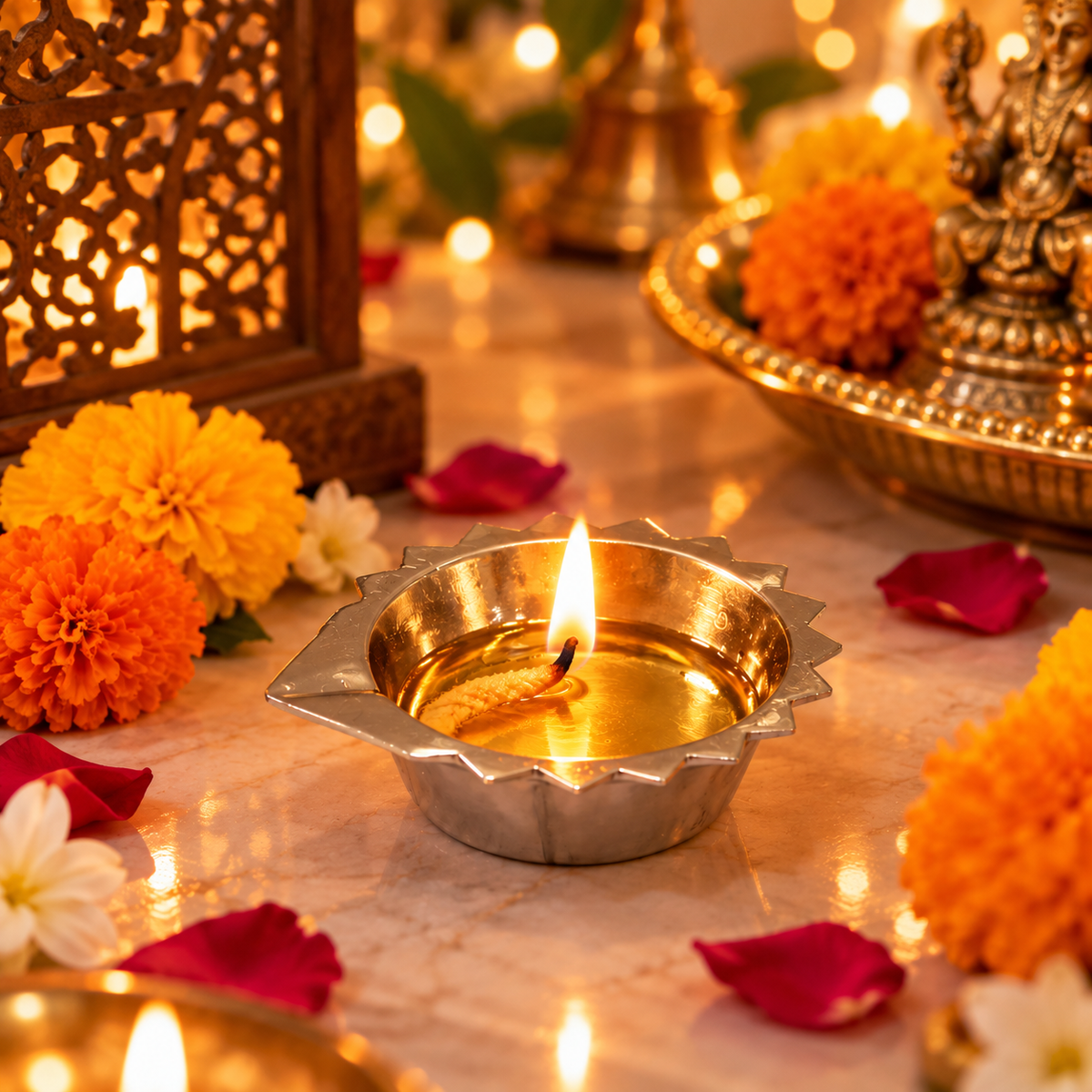 Brass Diya for Daily Puja & Diwali – 43 mm