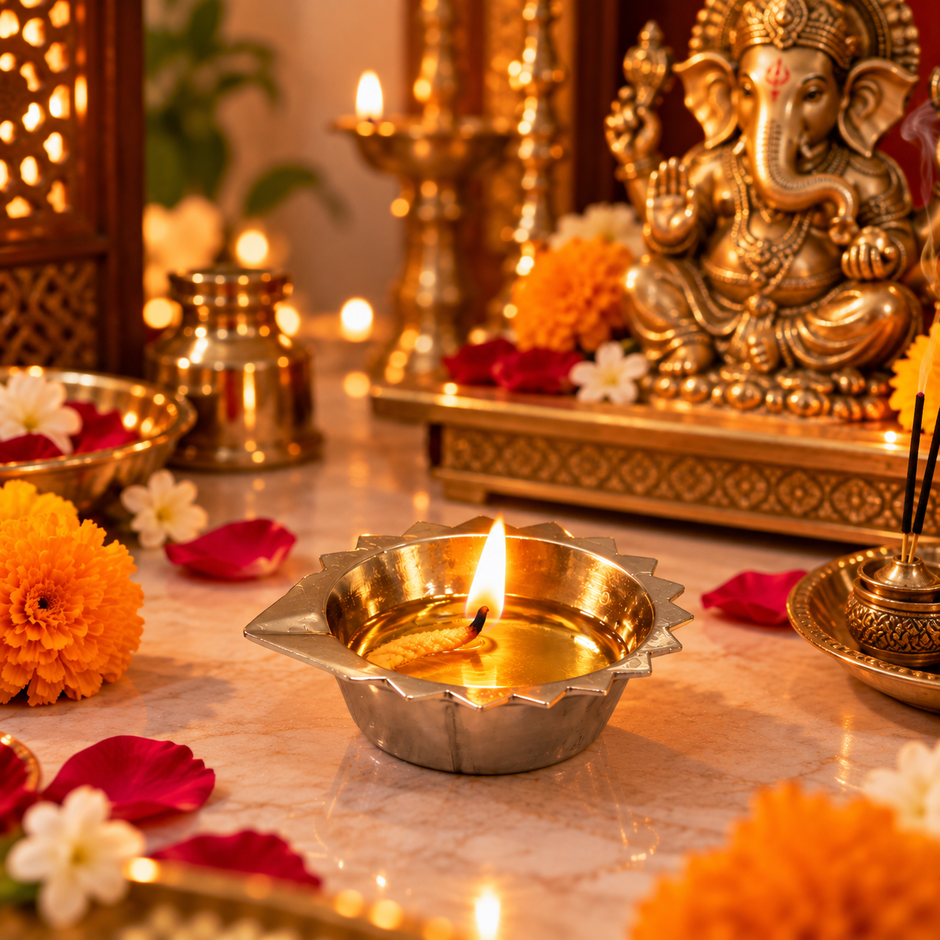 Brass Diya for Daily Puja & Diwali – 43 mm