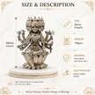 Maa Gayatri Idol | Premium Brass Idol with Silver Finish | Panchmukhi Gayatri Mata Murti for Home Temple