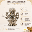 Maa Gayatri Idol | Premium Brass Idol with Silver Finish | Panchmukhi Gayatri Mata Murti for Home Temple