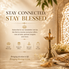 Spiritual newsletter popup with glowing diya, prayer beads and flowers, inviting visitors to discover divine blessings, exclusive offers and new devotional arrivals.