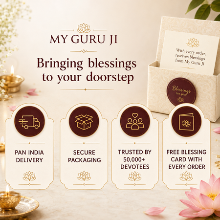 Pan India delivery, secure packaging, trusted by 50,000+ devotees, and a free blessing card with every My Guru Ji order