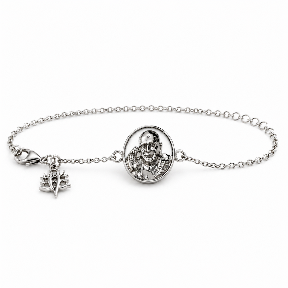 Shukrana Guru Ji Bracelet | Bade Mandir Guru Ji Brass Bracelet with Silver Finish