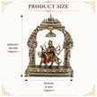 Maa Durga Jhula Idol | Premium Brass Idol with Silver Finish | Decorative Temple Frame Murti