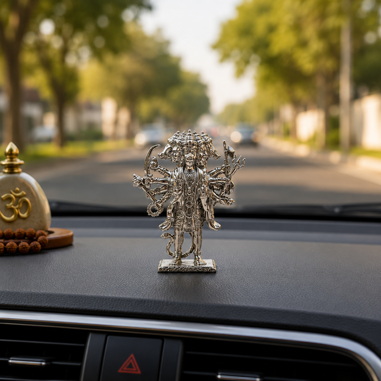 Standing Small Size Panchmukhi Hanuman Idol | Premium Brass Murti with Silver Finish | Five-Faced Hanuman Statue for Home Temple