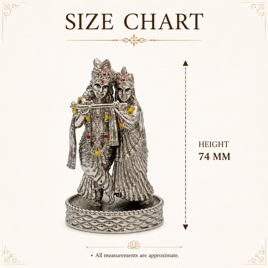Radha Krishna Idol | Premium Brass Idol with Silver Finish | Divine Love & Harmony Murti