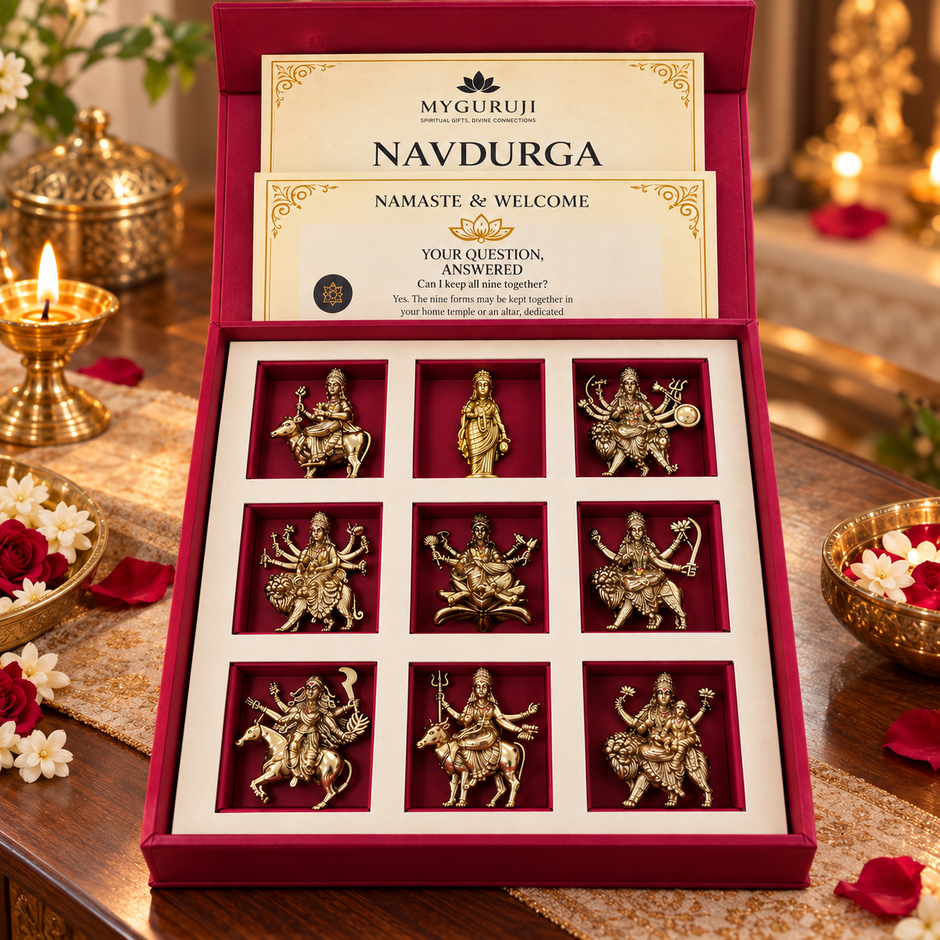 Decorative Navdurga presentation box cover with nine forms illustration