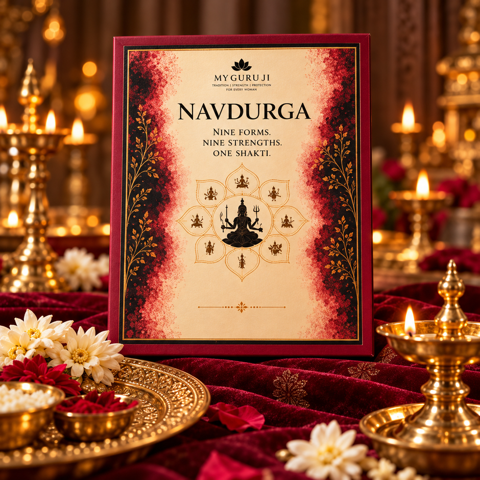 Open Navdurga gift box with nine forms of Maa Durga in fitted compartments
