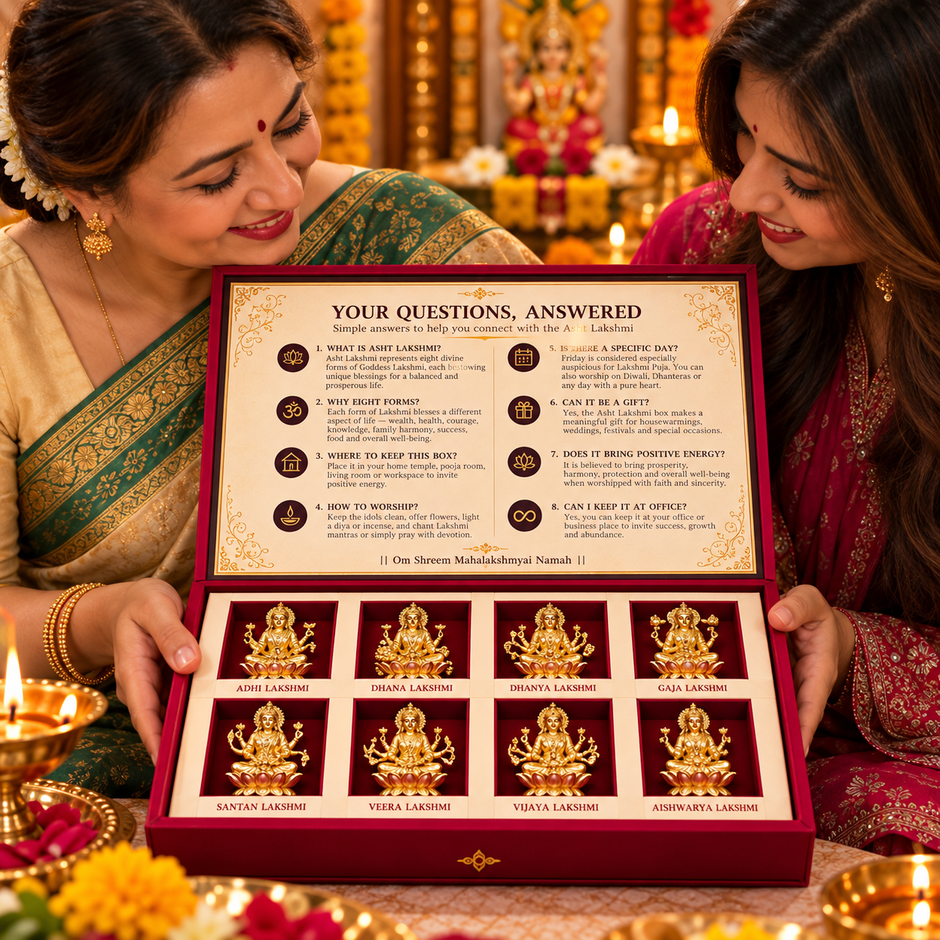 Asht Laxmi Brass Idol Set of 8 with Gift Box
